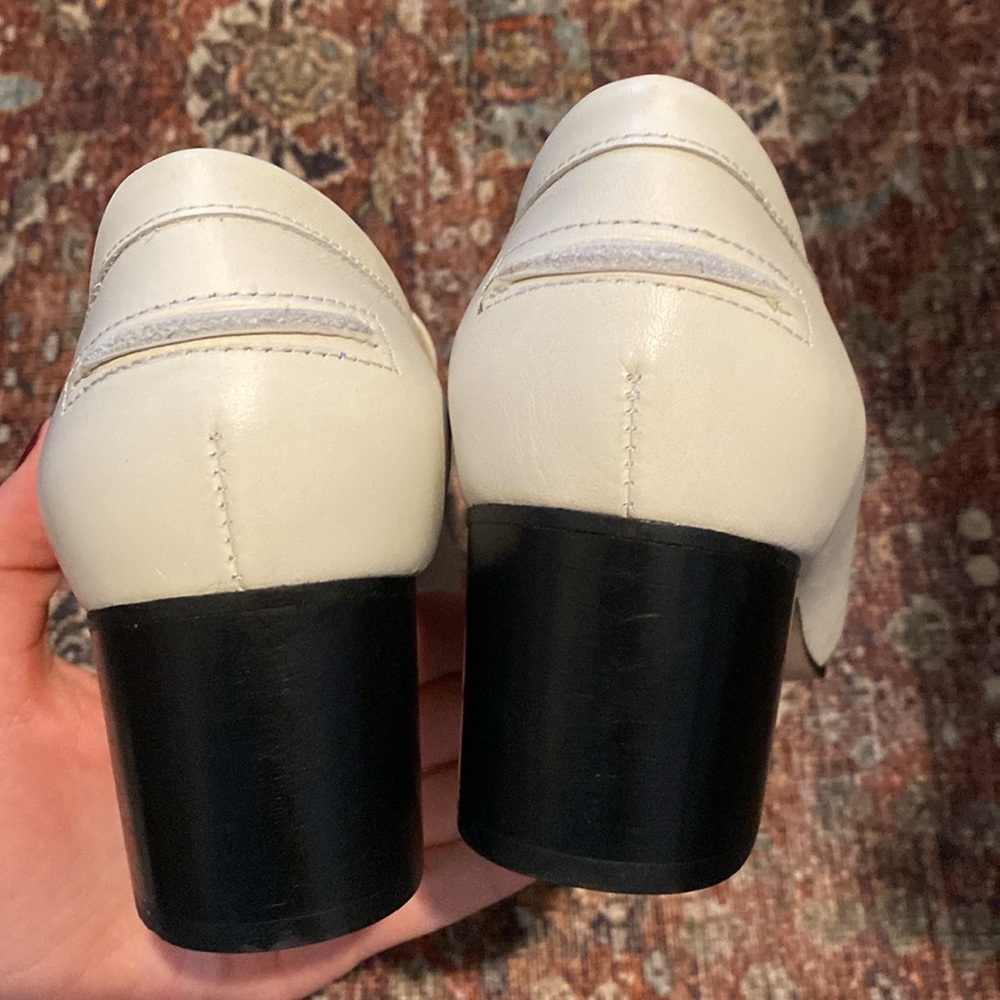New Boden Cream/White Leather Block Heel Loafers. Size 39. Made In Spain. Chic! - Picture 6 of 12